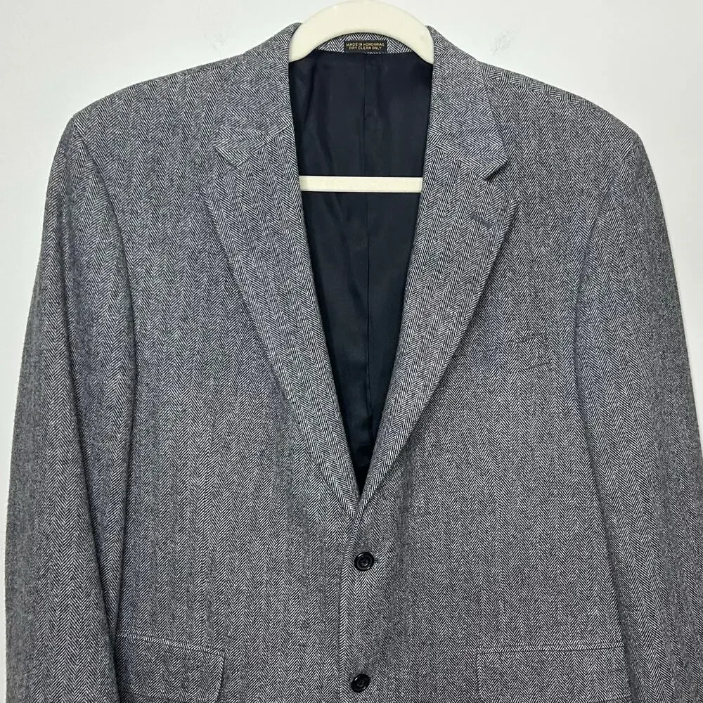 Geoffrey Beene Wool Camel Hair Blend Herringbone 2-Button Jacket Blazer Size 48L